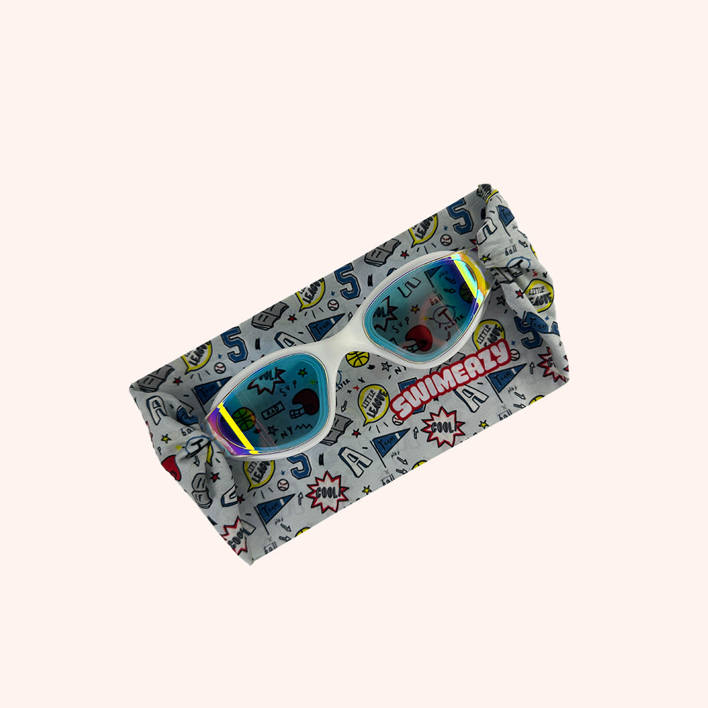 side view zap mood headband with white goggles and mirror lenses